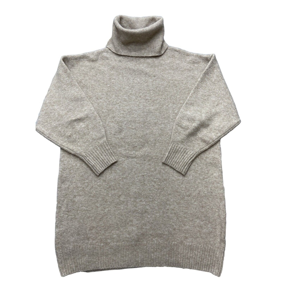 MNG Sweater Womens S Beige Turtleneck Long Sleeve Knit Pullover Relaxed Fit